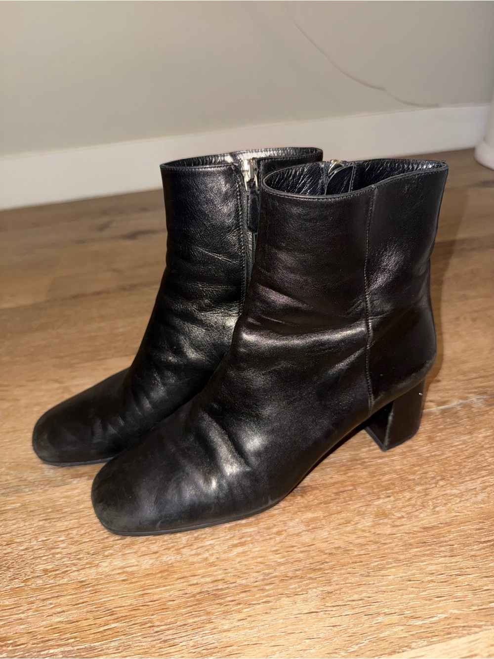 Prada Black Leather Ankle Booties